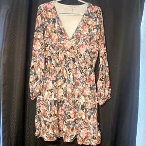 Andree by unit size 1X knee length dress fall floral pattern